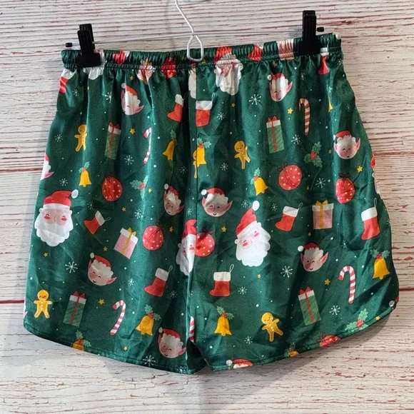 Ekouaer Satin Pajama Set in Green Santa Christmas Print Sz M - Picture 10 of 12